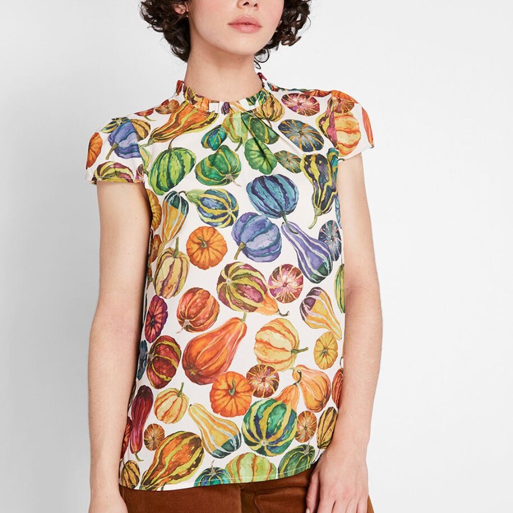 ModCloth Pumpkin Blouse M L Gourds
